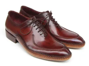 Paul Parkman Men's Side Handsewn Leather Split-toe Oxfords in Burgundy