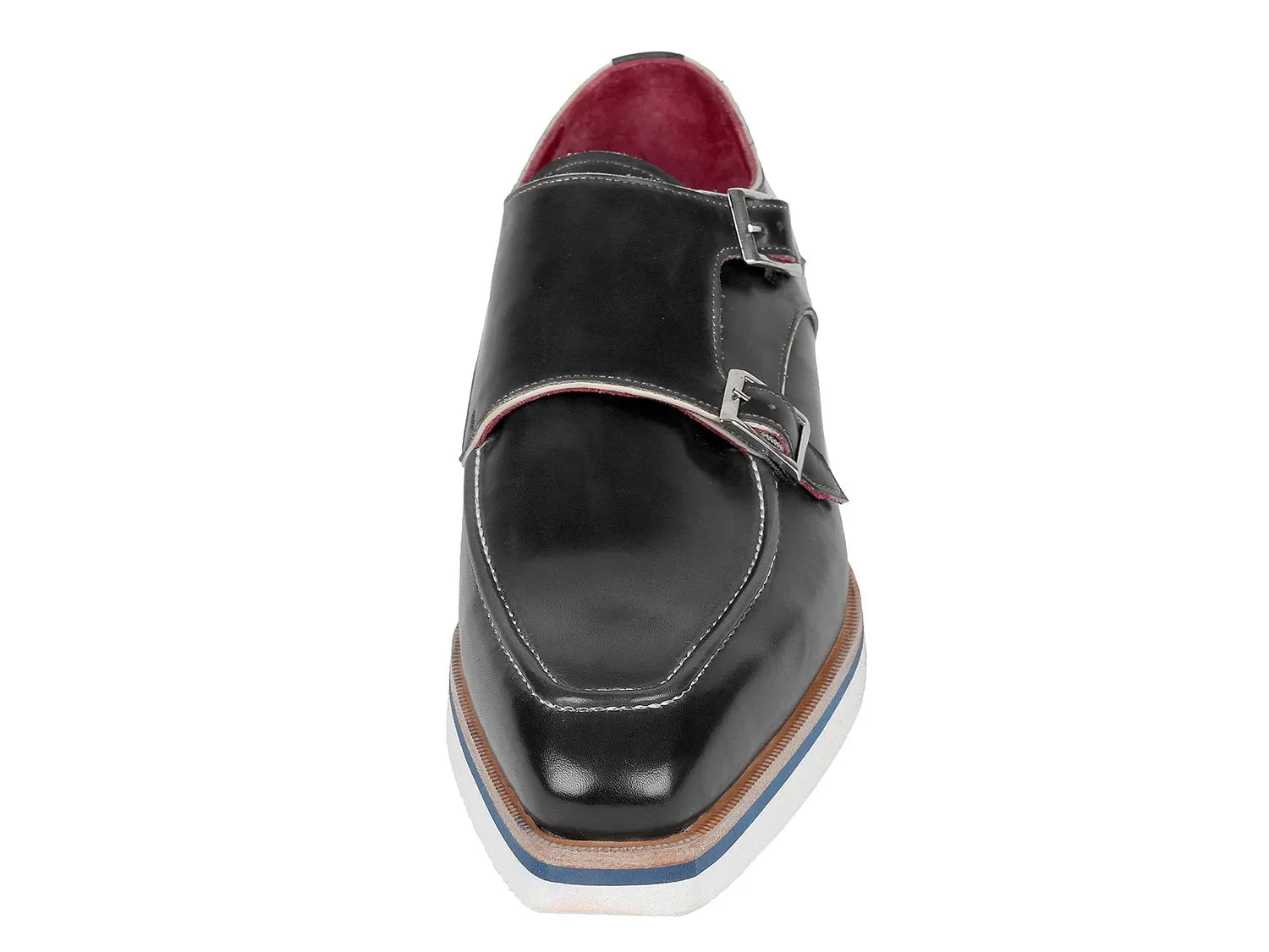 Paul Parkman Men's Smart Casual Monkstrap Leather Shoes in Black