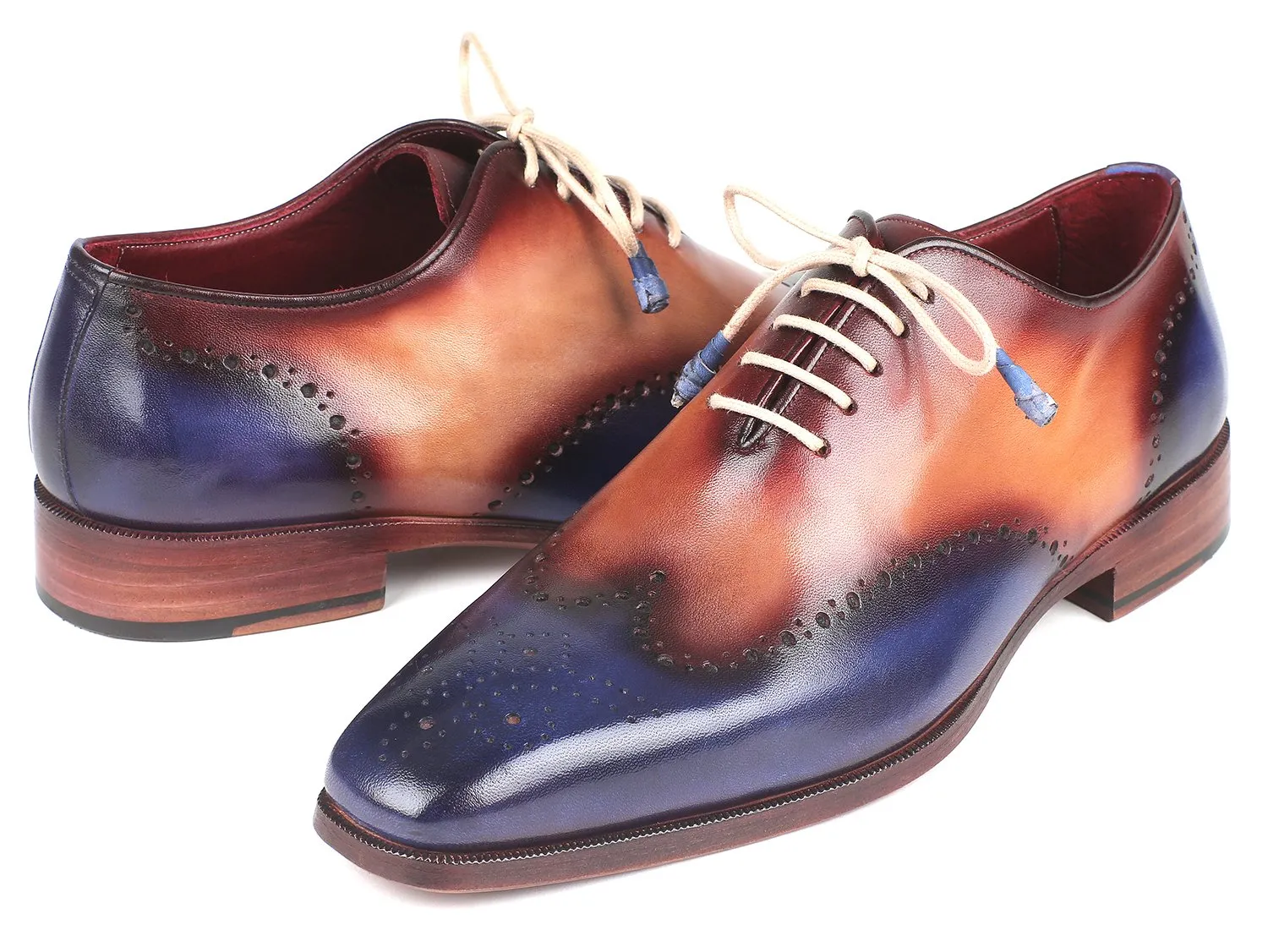 Paul Parkman Men's Wingtip Oxfords in Blue & Camel