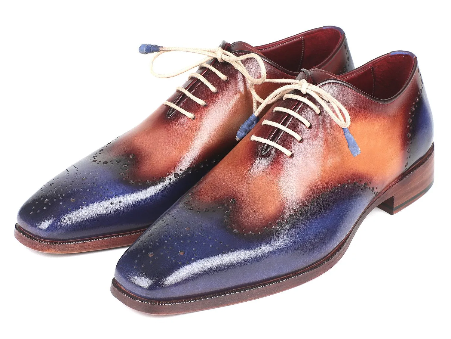 Paul Parkman Men's Wingtip Oxfords in Blue & Camel