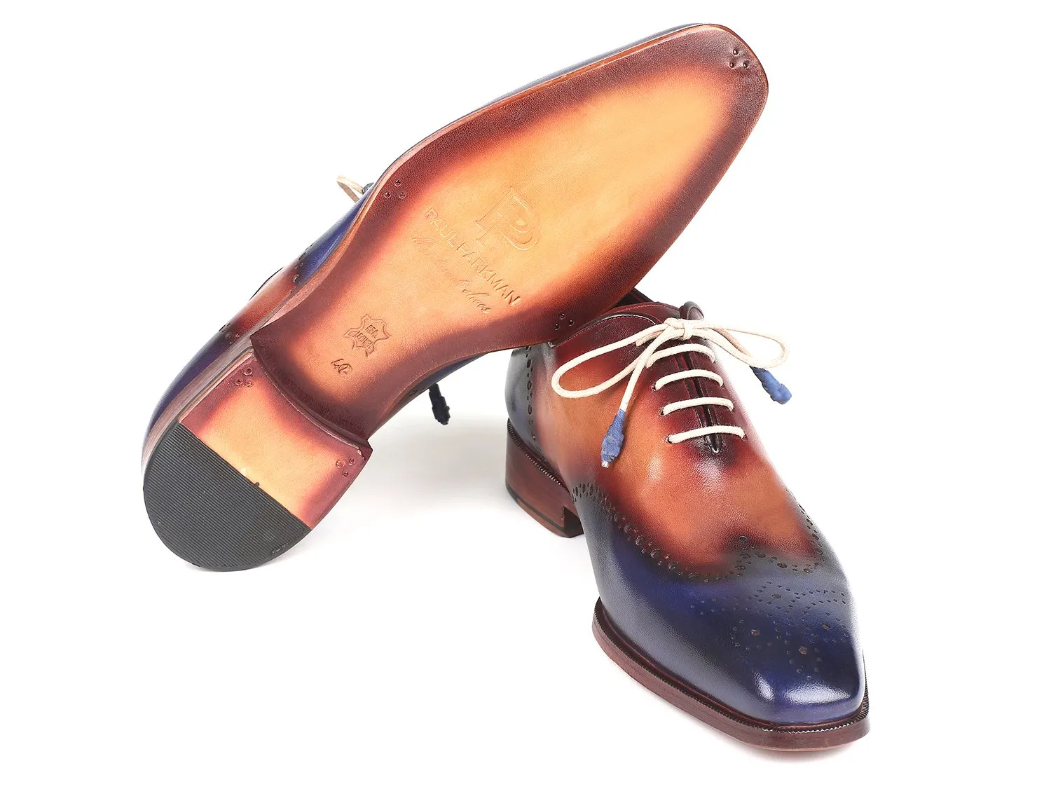 Paul Parkman Men's Wingtip Oxfords in Blue & Camel