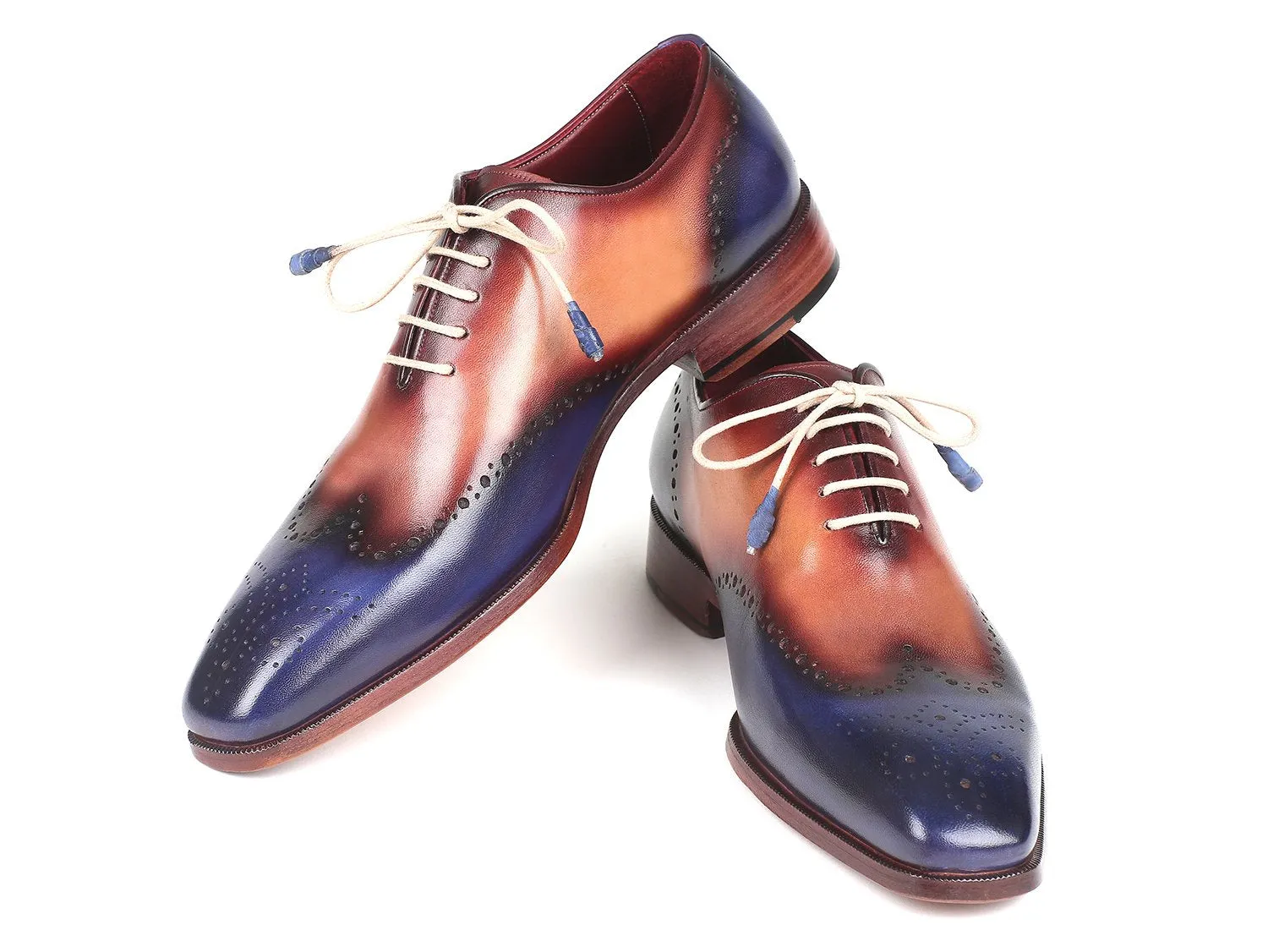 Paul Parkman Men's Wingtip Oxfords in Blue & Camel