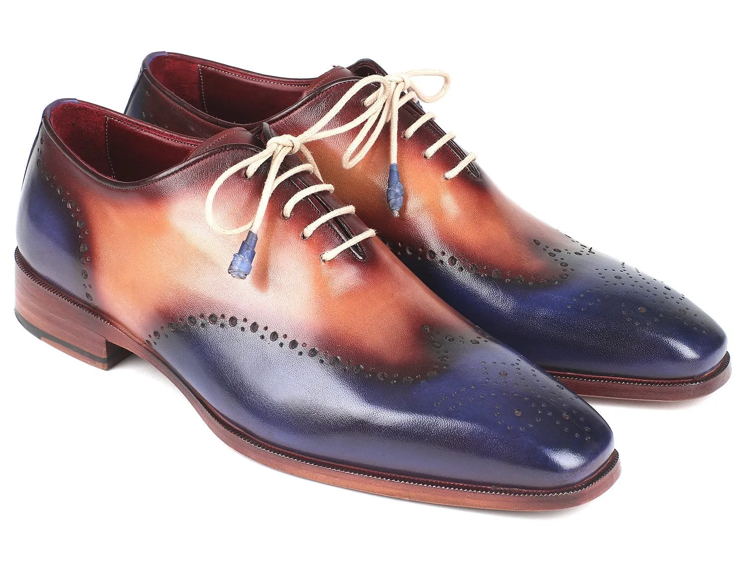 Paul Parkman Men's Wingtip Oxfords in Blue & Camel