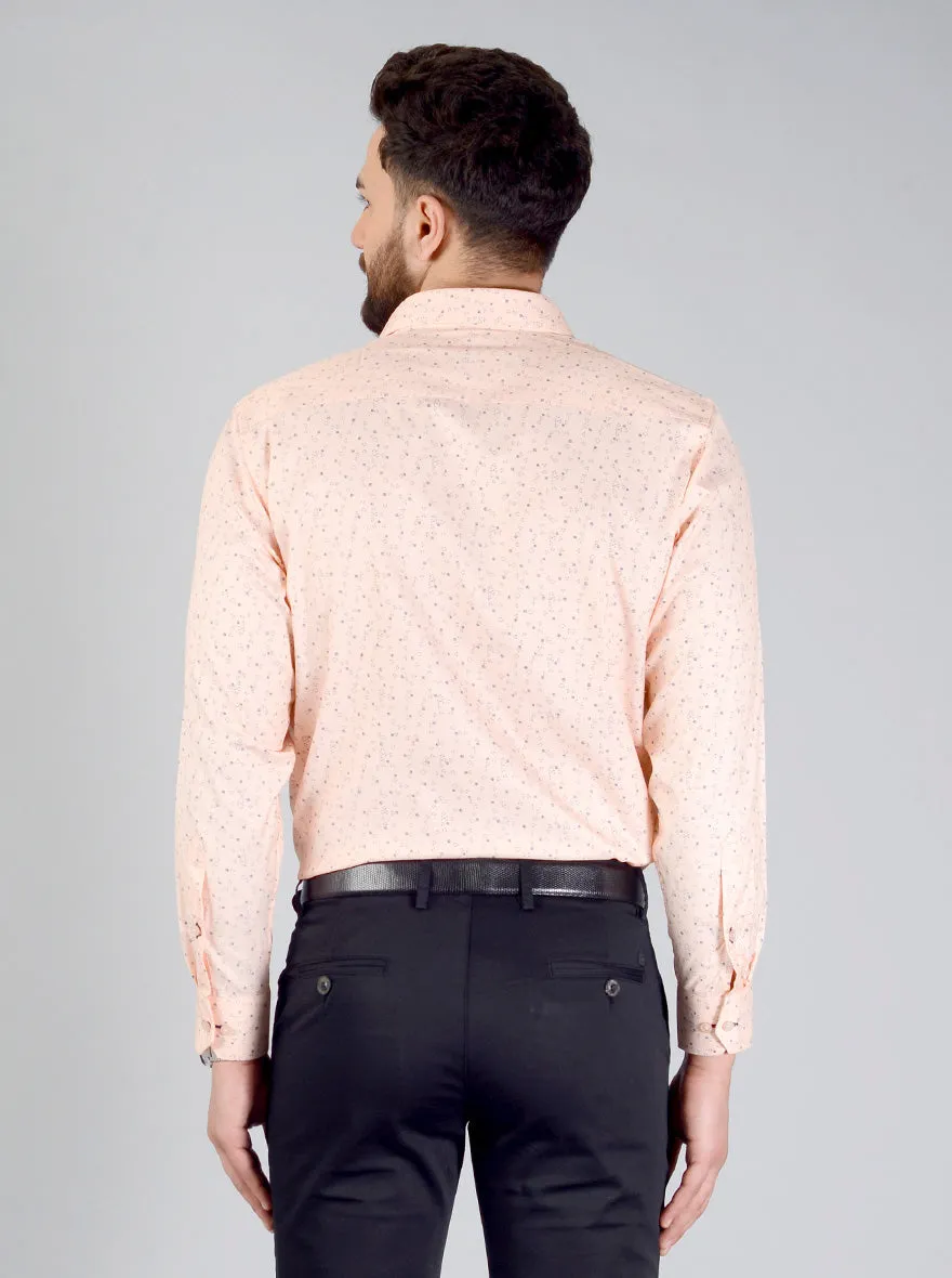 Peach Printed Regular Fit Formal Shirt | Greenfibre
