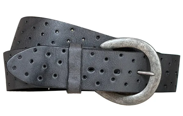 Perforata Curved Leather Belt