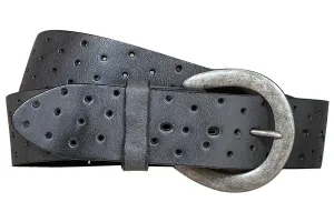 Perforata Curved Leather Belt