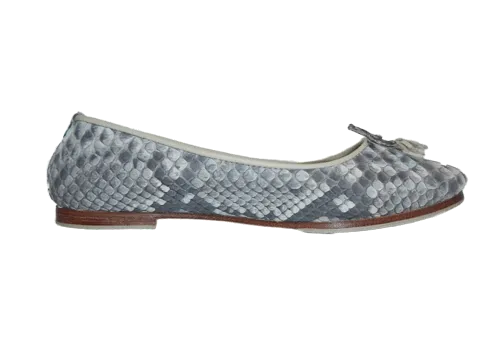 Python Snakeskin and Leather Ballet Shoes