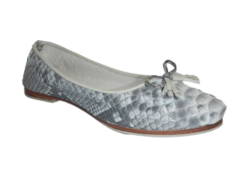 Python Snakeskin and Leather Ballet Shoes