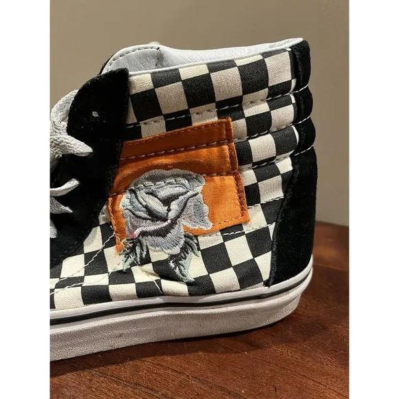 Rare VANS SK8-Hi Satin Rose Floral Patchwork Shoes Mens Size 8 Womens 9.5
