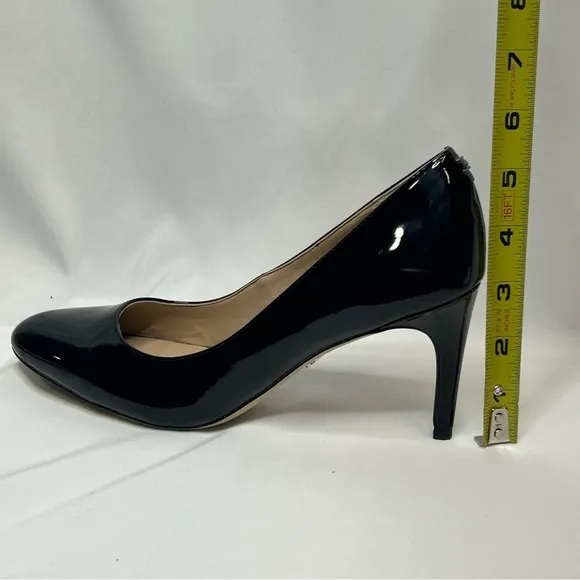Sam Edelman Womens Elise Black Faux Patent Pumps, 6.5