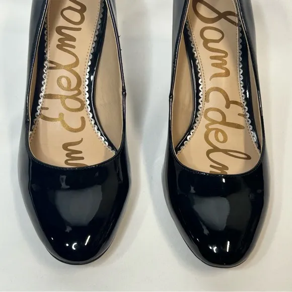 Sam Edelman Womens Elise Black Faux Patent Pumps, 6.5