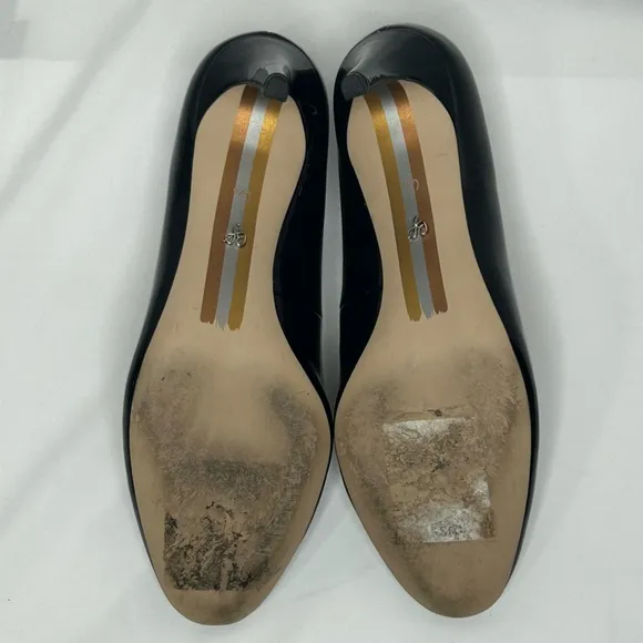 Sam Edelman Womens Elise Black Faux Patent Pumps, 6.5