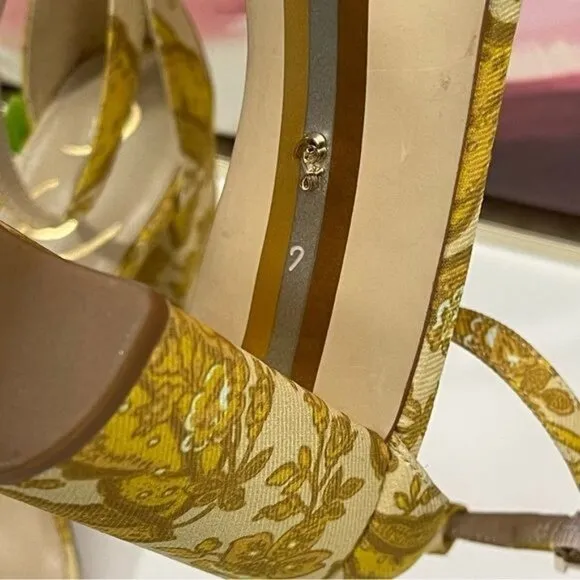 Sam Edelman Yaro Ankle Strap Sandal in Yellow Fabric Size 7