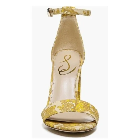 Sam Edelman Yaro Ankle Strap Sandal in Yellow Fabric Size 7