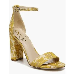 Sam Edelman Yaro Ankle Strap Sandal in Yellow Fabric Size 7