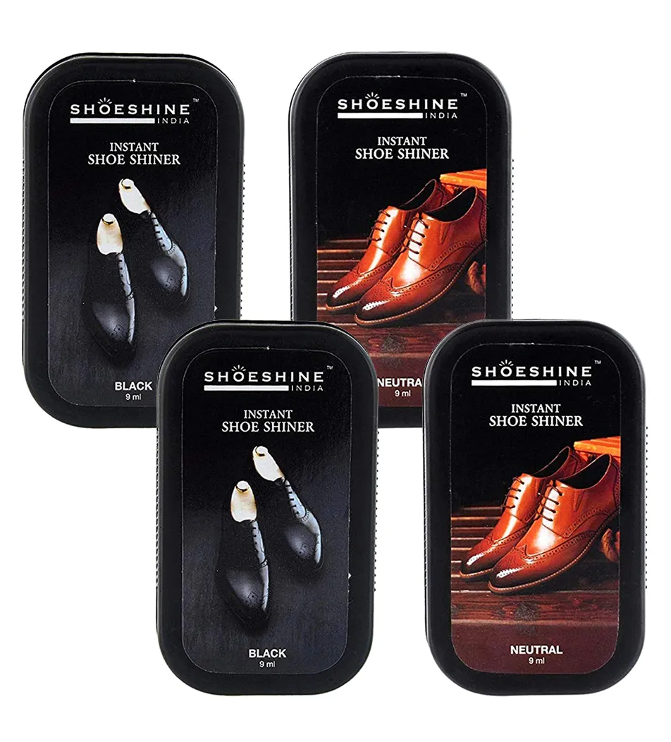 SHOESHINE shoe shiner 2 Black   1 Neutral (Pack of 3) - instant shoe shine sponge