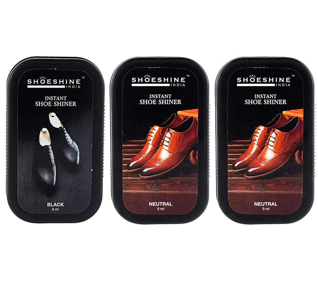 SHOESHINE shoe shiner 2 Black   1 Neutral (Pack of 3) - instant shoe shine sponge