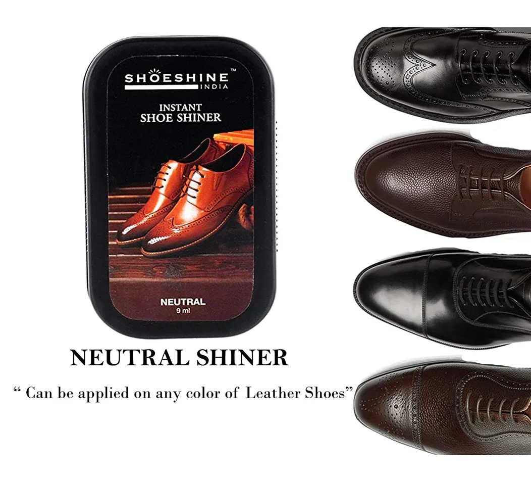 SHOESHINE shoe shiner 2 Black   1 Neutral (Pack of 3) - instant shoe shine sponge