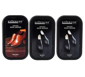SHOESHINE shoe shiner 2 Black   1 Neutral (Pack of 3) - instant shoe shine sponge