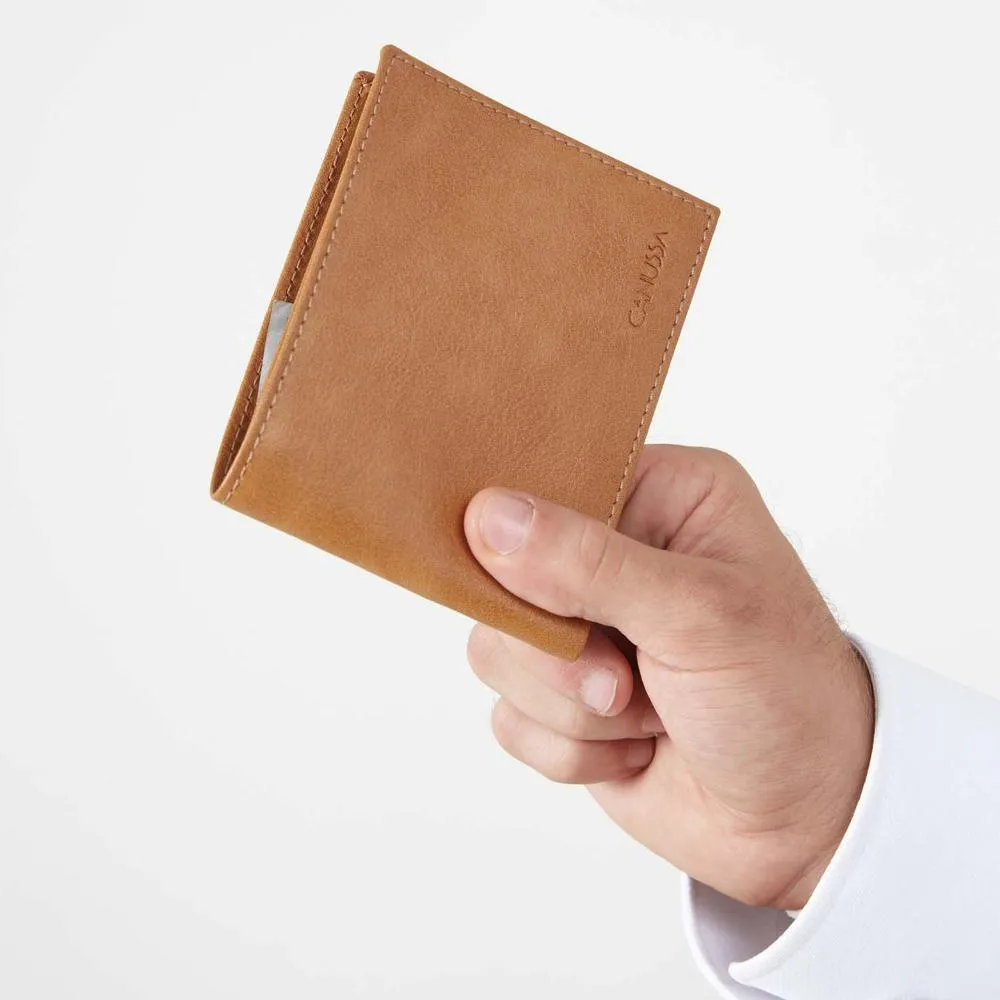 Slim Bifold Vegan Leather Wallet | Camel
