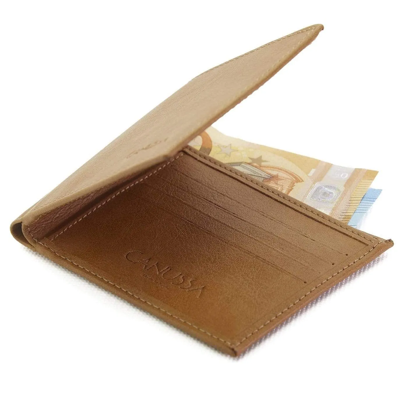 Slim Bifold Vegan Leather Wallet | Camel