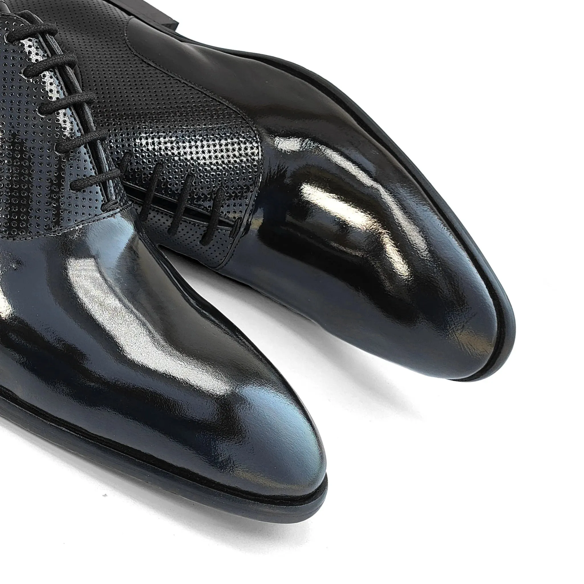 Solaz Black Patent Dress Oxford Shoes Made of Real Leather for Men
