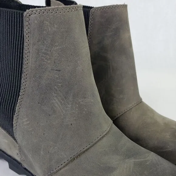 SOREL Boot Women 7.5 Joan Of Arctic Wedge II Chelsea Bootie Grey Leather Pull On