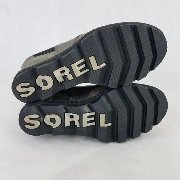 SOREL Boot Women 7.5 Joan Of Arctic Wedge II Chelsea Bootie Grey Leather Pull On