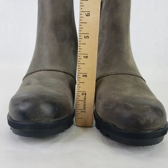 SOREL Boot Women 7.5 Joan Of Arctic Wedge II Chelsea Bootie Grey Leather Pull On
