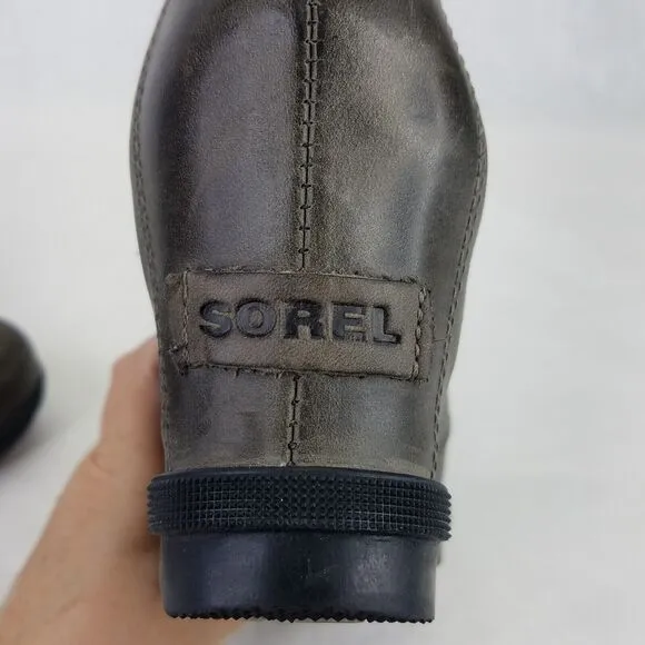 SOREL Boot Women 7.5 Joan Of Arctic Wedge II Chelsea Bootie Grey Leather Pull On
