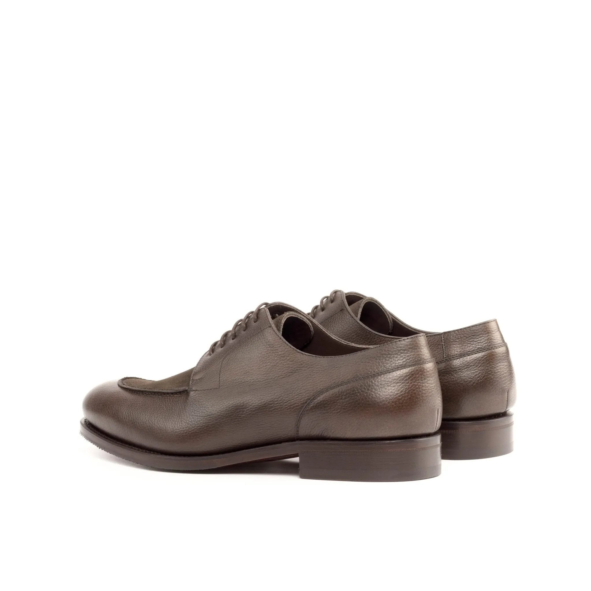 Split Toe Derby in Dark Brown Suede and Dark Brown Painted Full Grain Box Calf