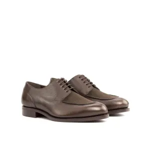 Split Toe Derby in Dark Brown Suede and Dark Brown Painted Full Grain Box Calf