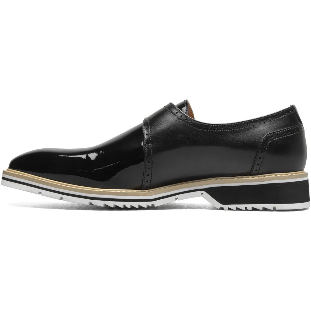 Stacy Adams Bartram Plain Toe Monk Strap in Black