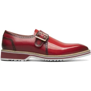 Stacy Adams Bartram Plain Toe Monk Strap in Red
