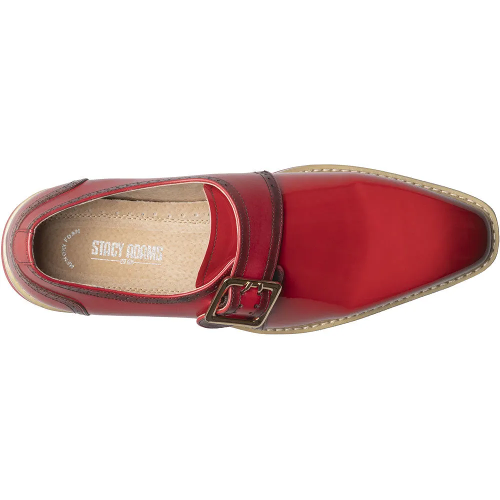 Stacy Adams Bartram Plain Toe Monk Strap in Red