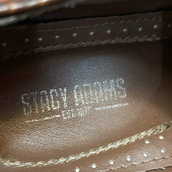 Stacy Adams Mens Brown Croc Print All Leather Oxford Dress Shoe - EUC size 10