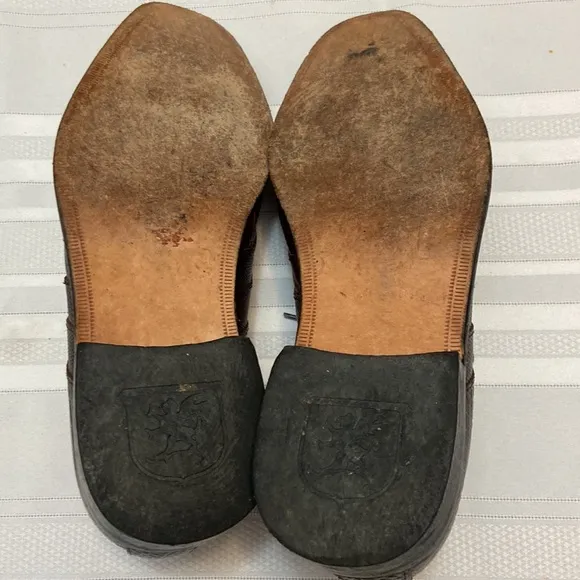Stacy Adams Mens Brown Croc Print All Leather Oxford Dress Shoe - EUC size 10