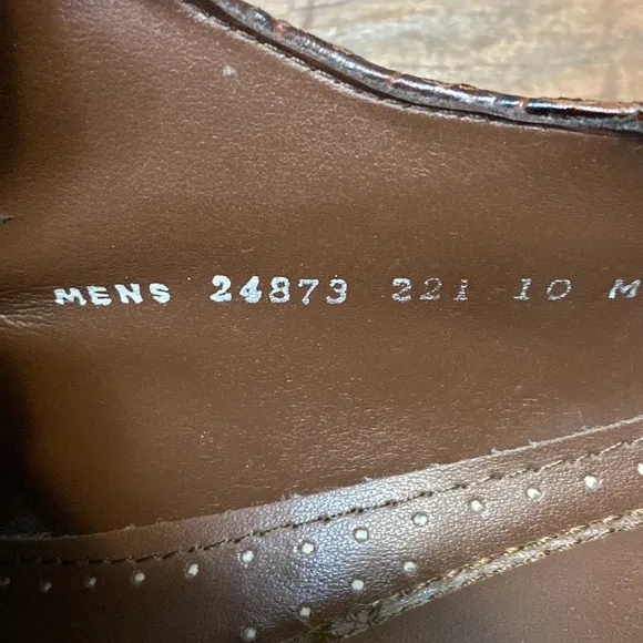 Stacy Adams Mens Brown Croc Print All Leather Oxford Dress Shoe - EUC size 10