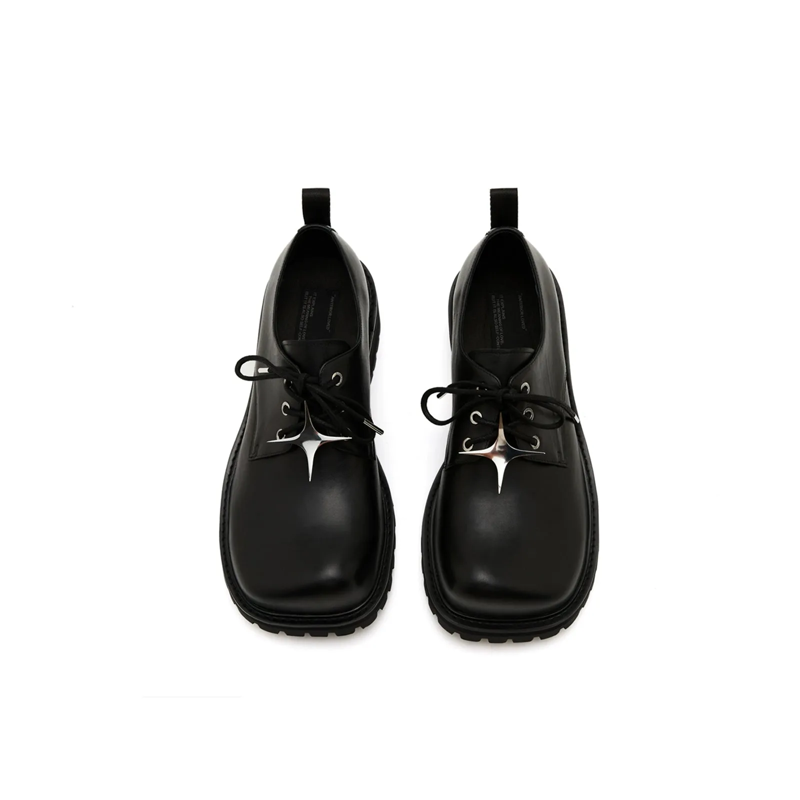 Star Embellished Leather Derby Shoes