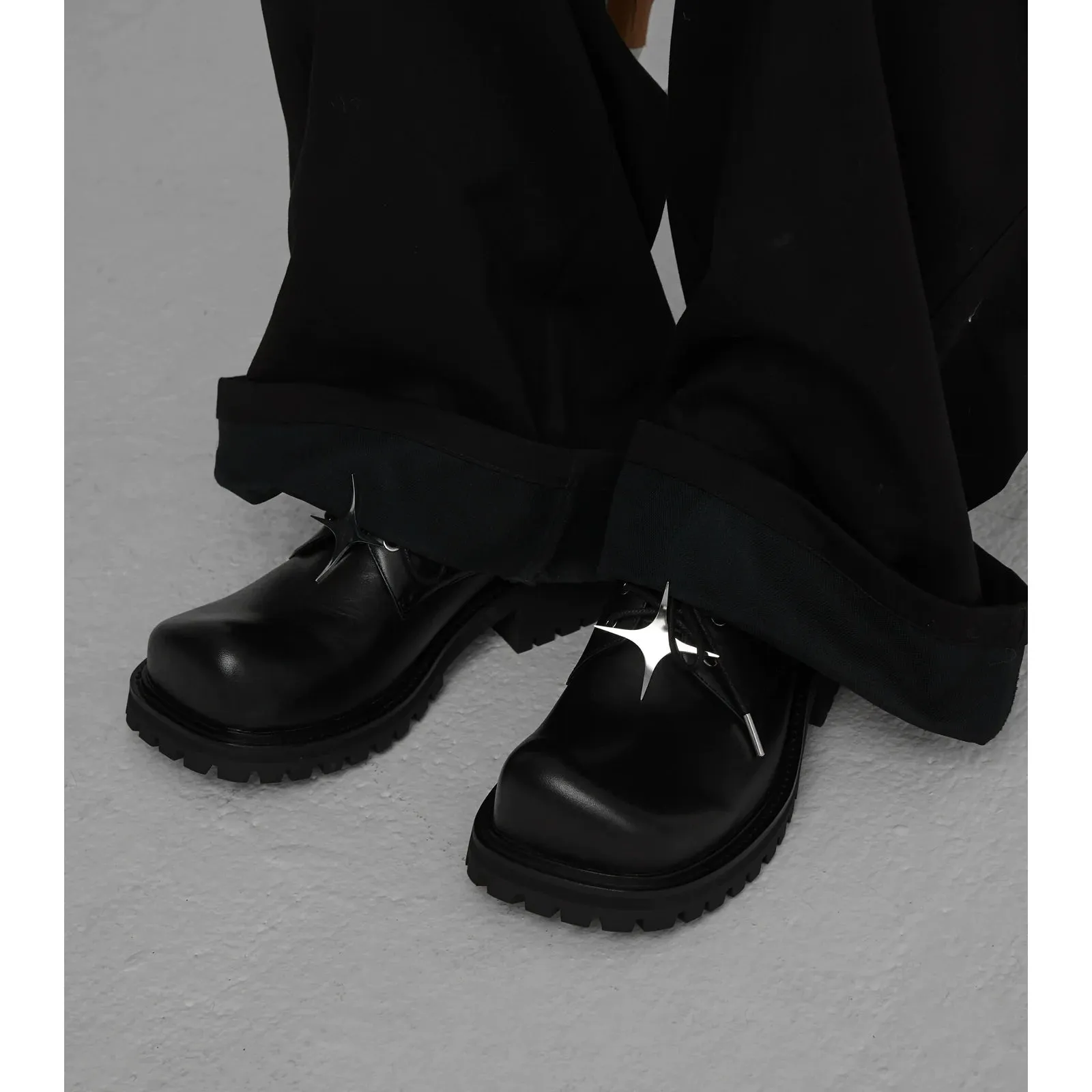 Star Embellished Leather Derby Shoes