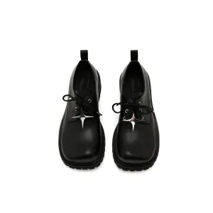 Star Embellished Leather Derby Shoes