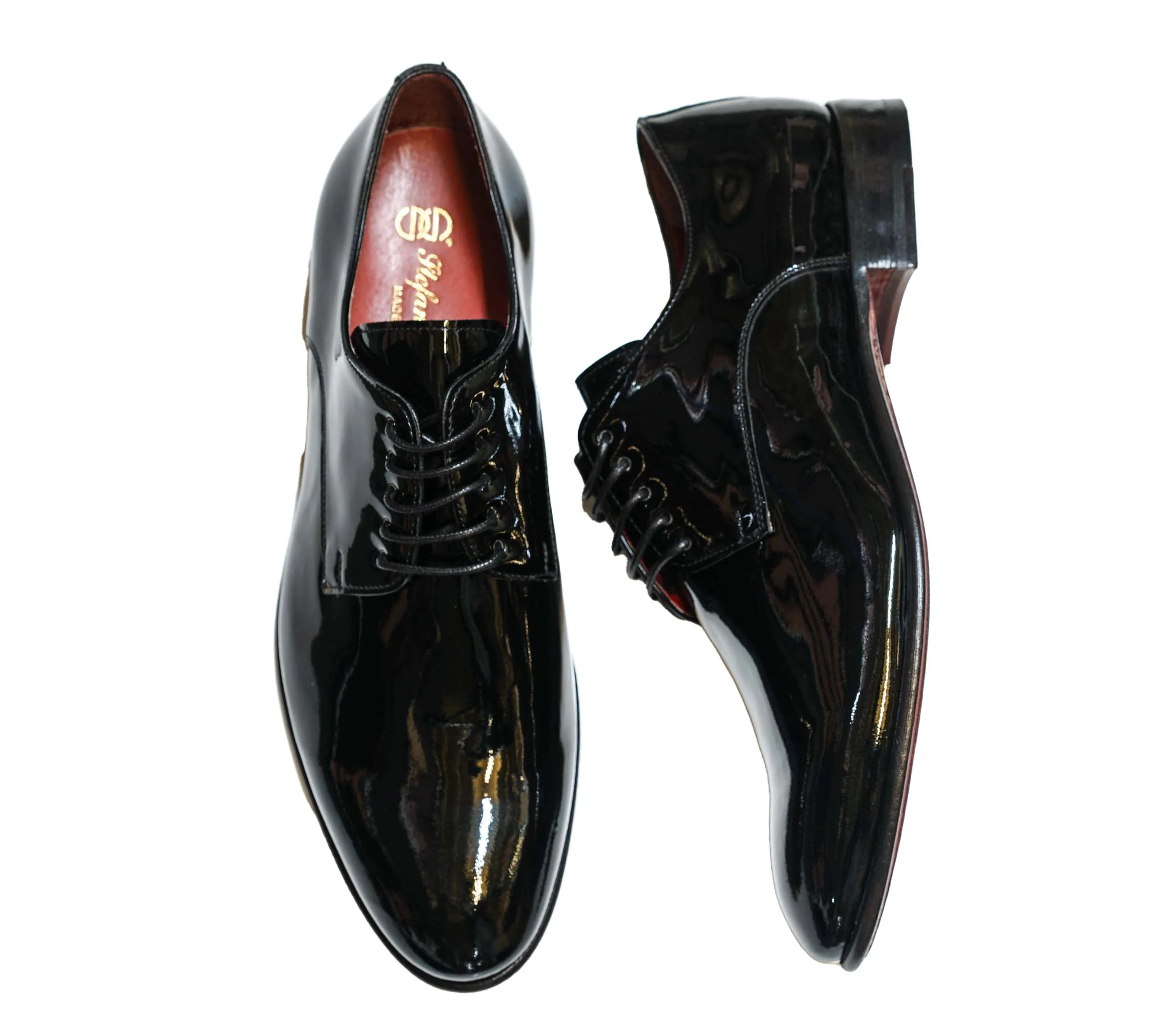 Stefano Stefani Men's Black Patent Leather Lace Up 7593  20% OFF
