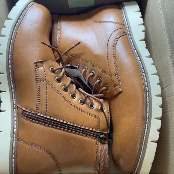 Steve Madden Men's Bowery Lace Up Side Zipper Chukka Boot Cognac Size 12