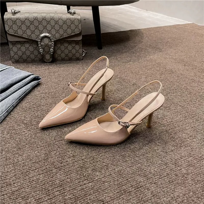 Summer Nude Autumn Patent Leather Back Air High Heels