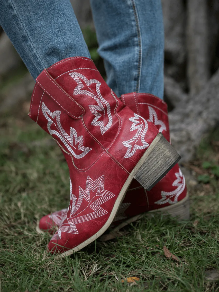 Swirl Embroidered Cowgirl Red