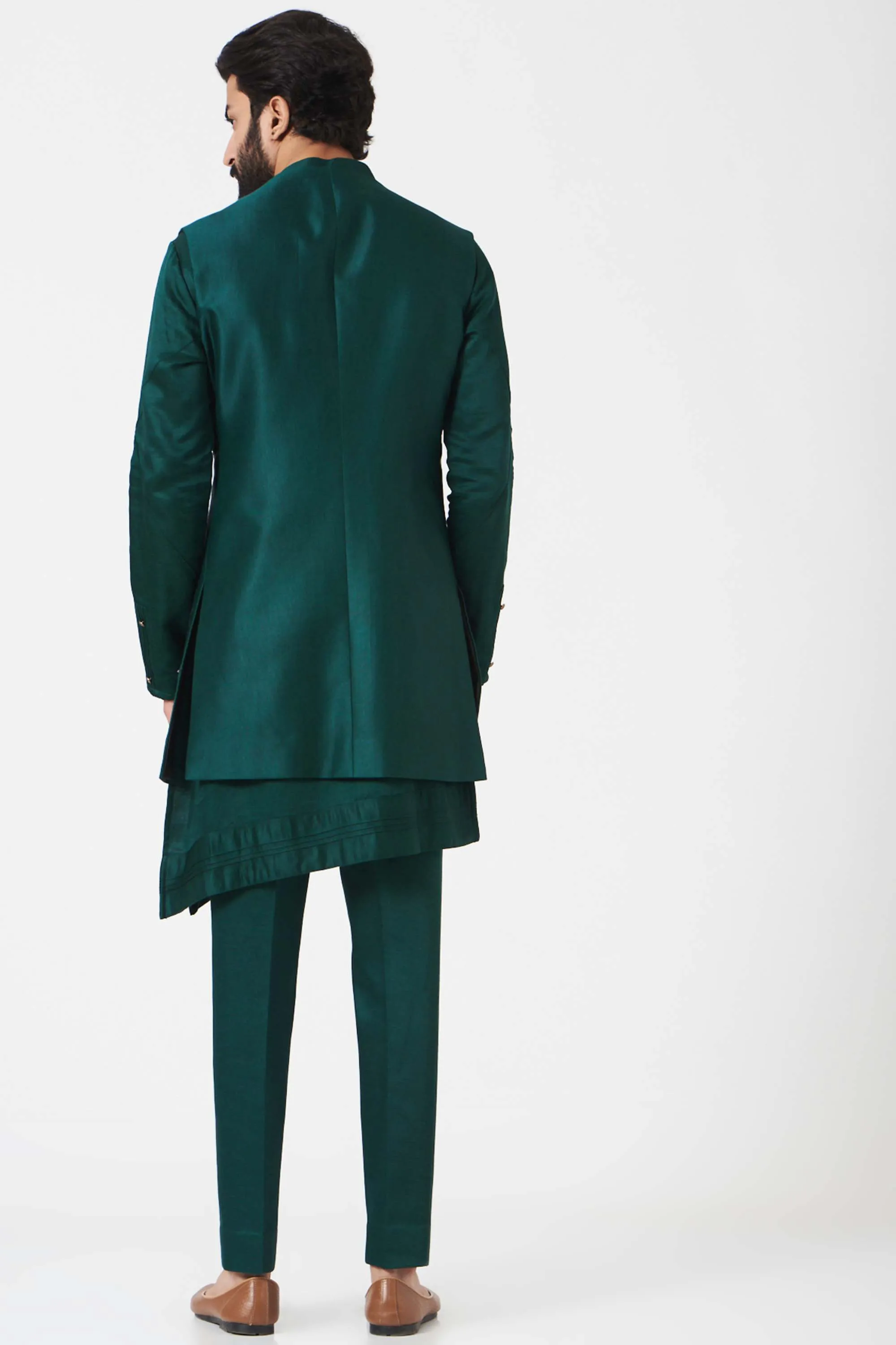Teal Green Ombre Shrug With Kurta And Trouser