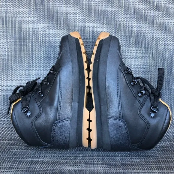Timberland Kids Euro Hiker Shell Toe Black Leather High-Top Boots Size 12