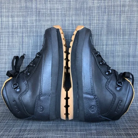 Timberland Kids Euro Hiker Shell Toe Black Leather High-Top Boots Size 12
