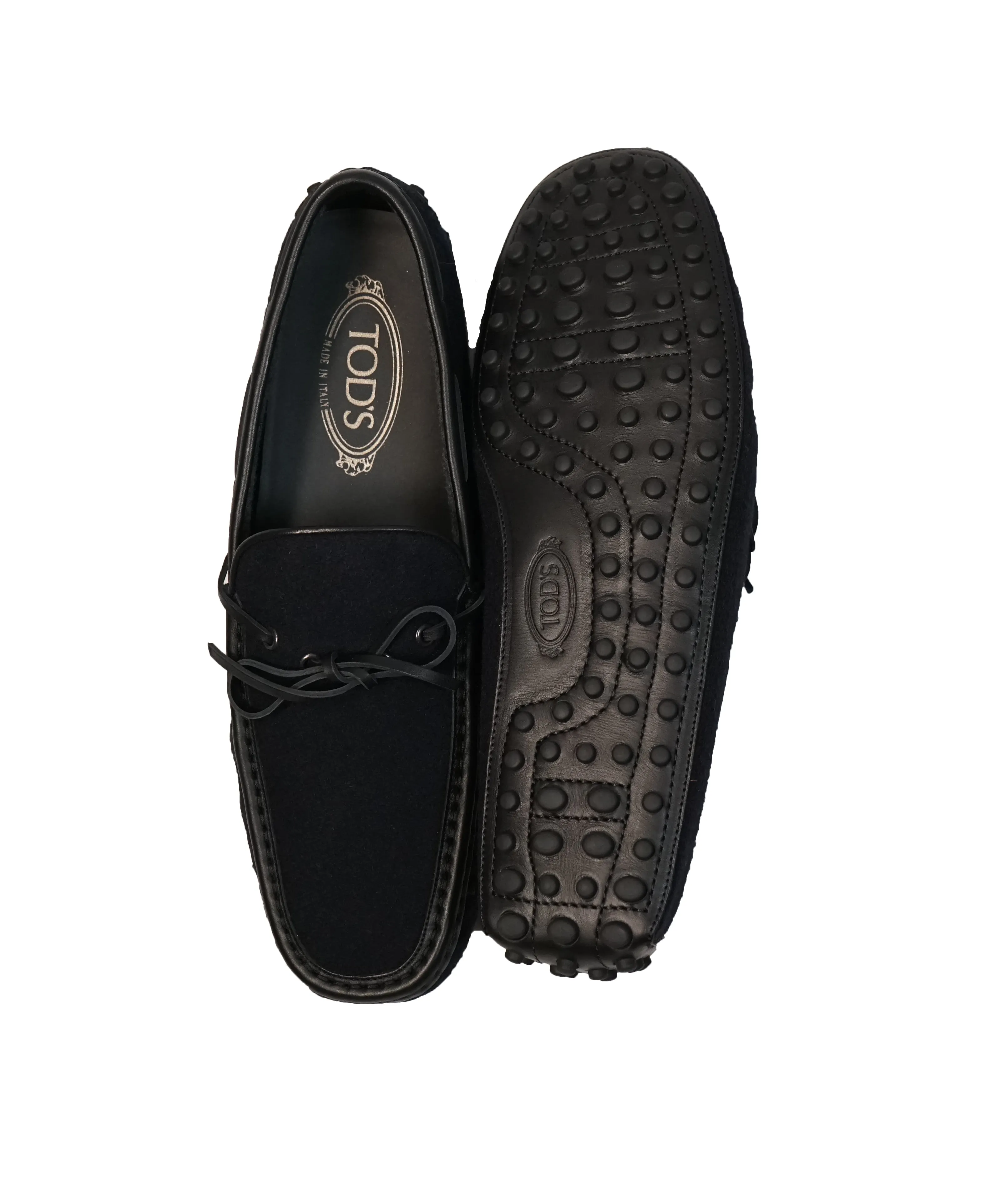 TOD’S - Gommini Laccetto Flannel & Leather Driving Loafer - 9.5