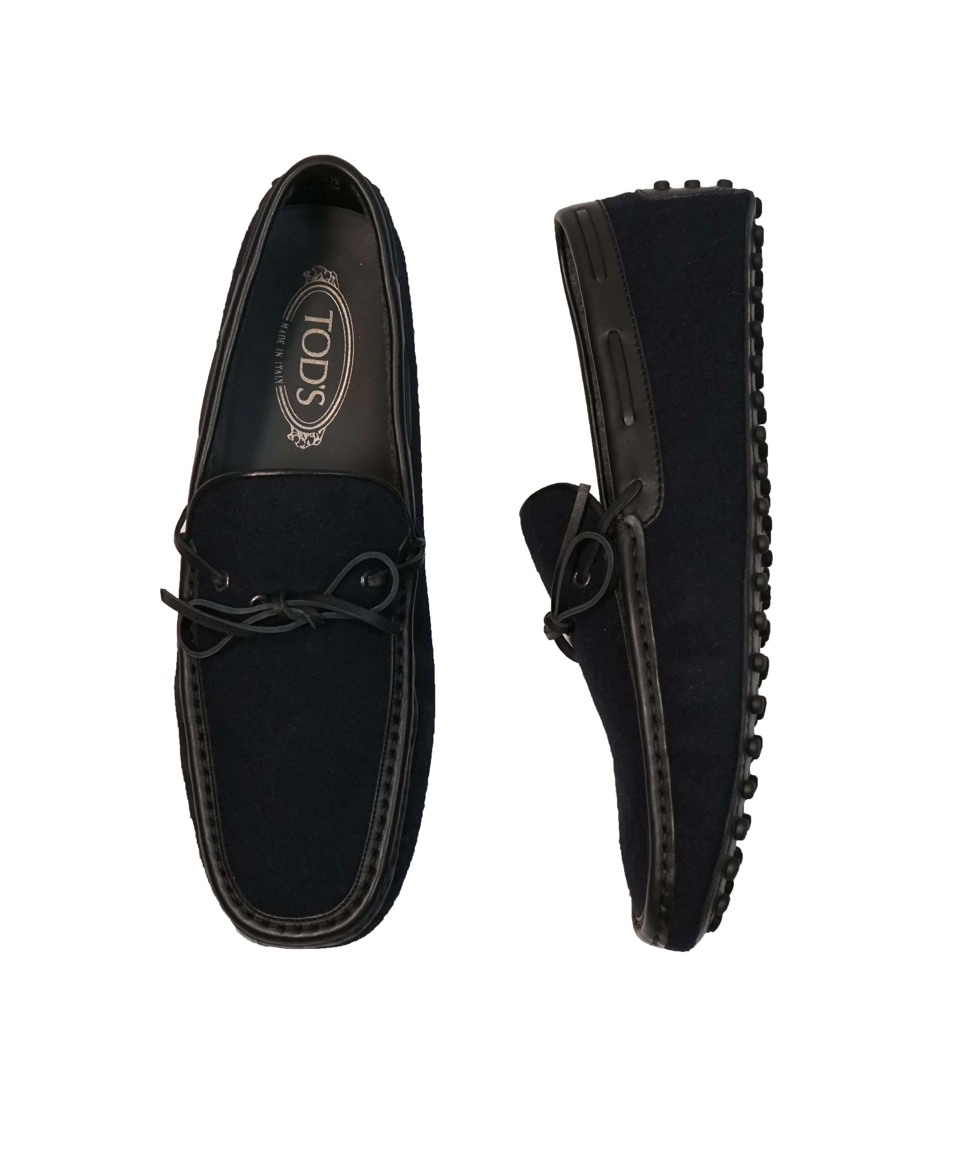 TOD’S - Gommini Laccetto Flannel & Leather Driving Loafer - 9.5